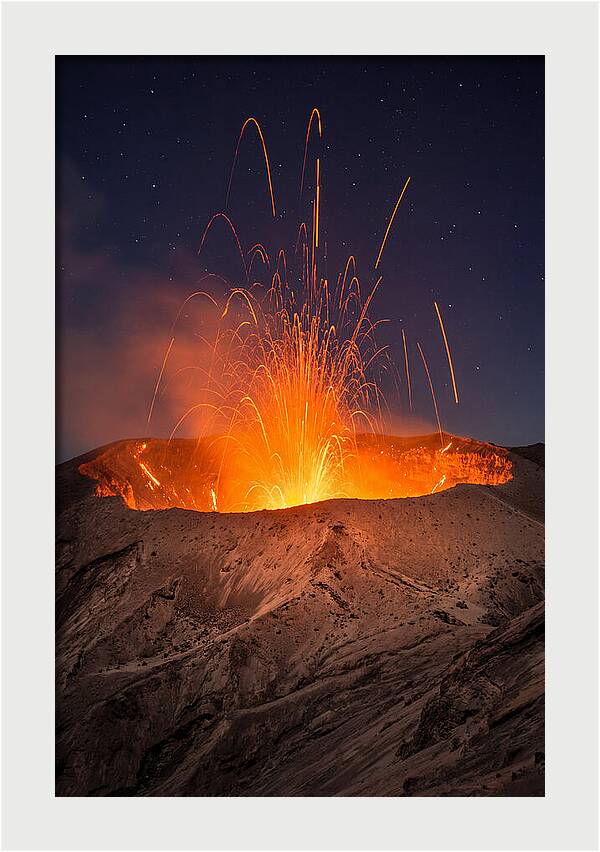 Mount Yasur Eruption At Night