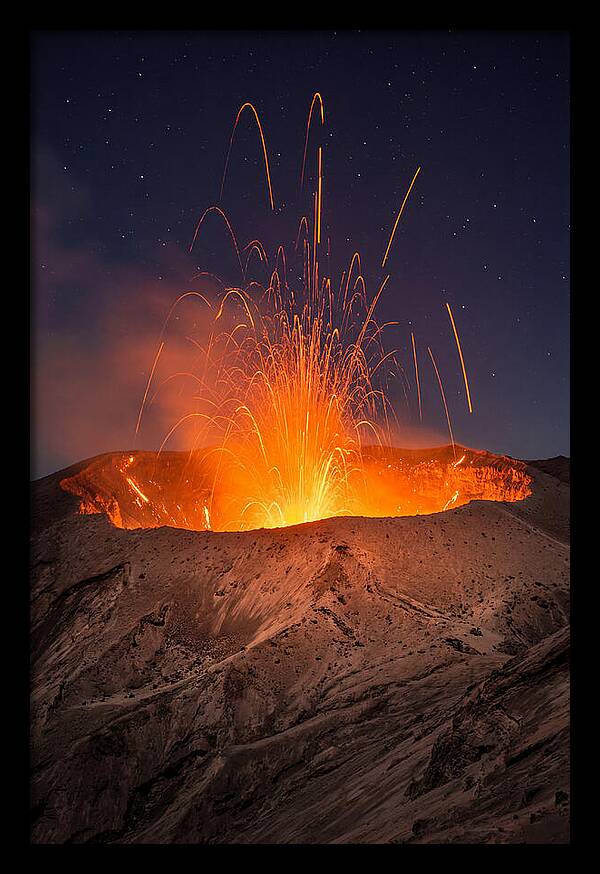 Mount Yasur Eruption At Night