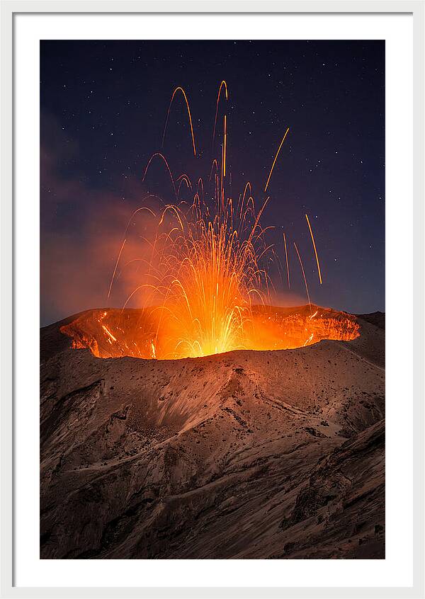 Mount Yasur Eruption At Night