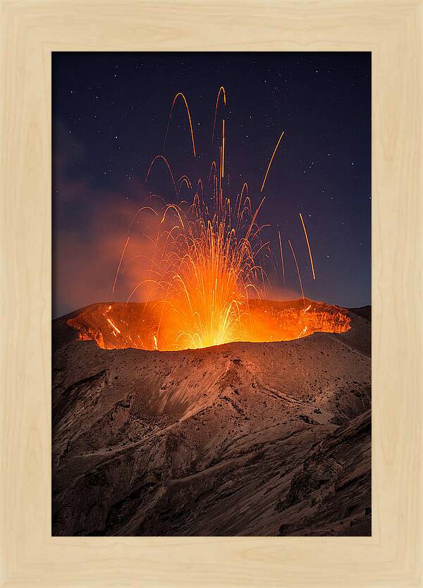 Mount Yasur Eruption At Night