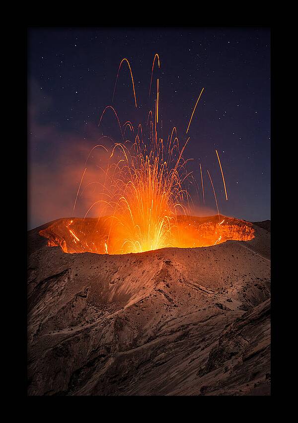 Mount Yasur Eruption At Night