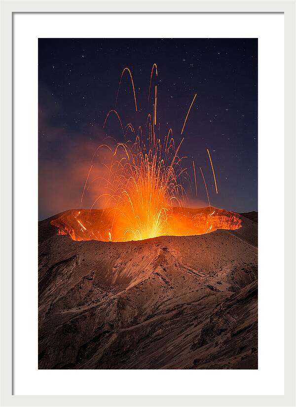 Mount Yasur Eruption At Night