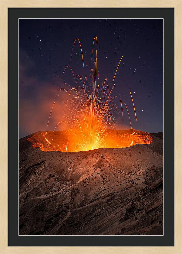 Mount Yasur Eruption At Night
