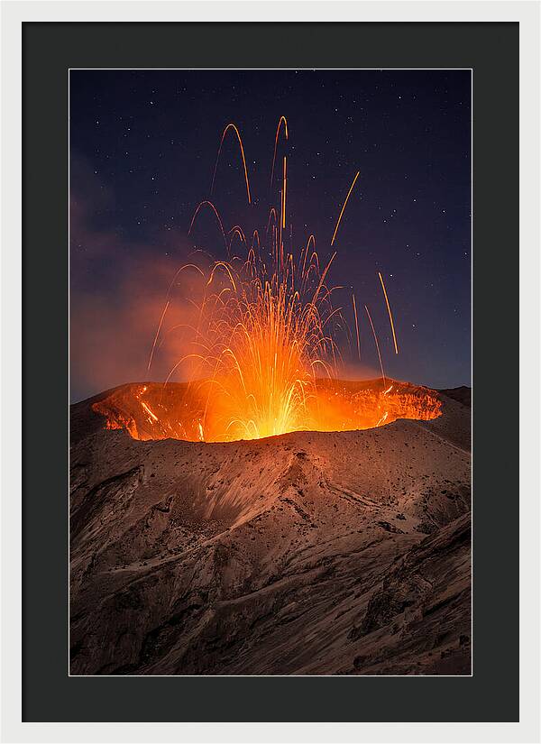 Mount Yasur Eruption At Night