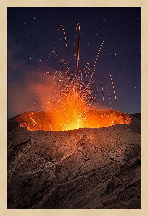 Mount Yasur Eruption At Night