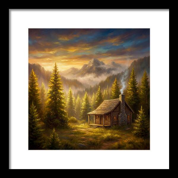 Mountain Cabin At Dusk