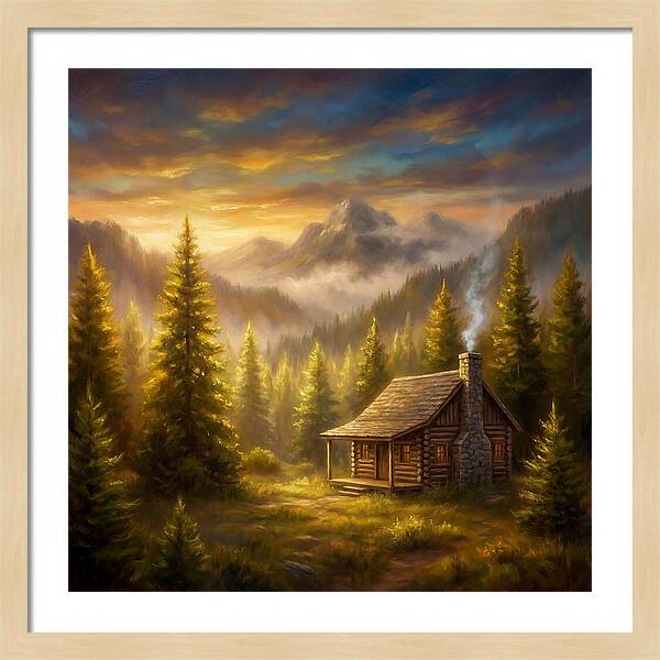 Mountain Cabin At Dusk