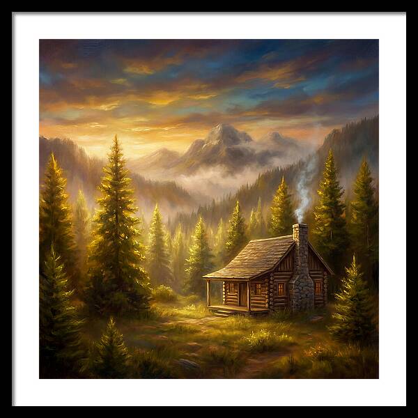 Mountain Cabin At Dusk