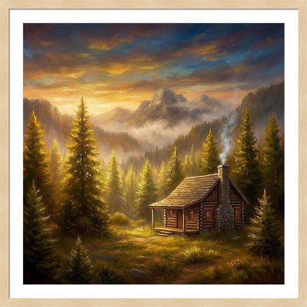 Mountain Cabin At Dusk