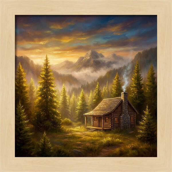 Mountain Cabin At Dusk