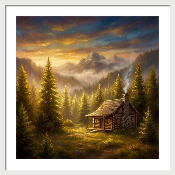 Mountain Cabin At Dusk