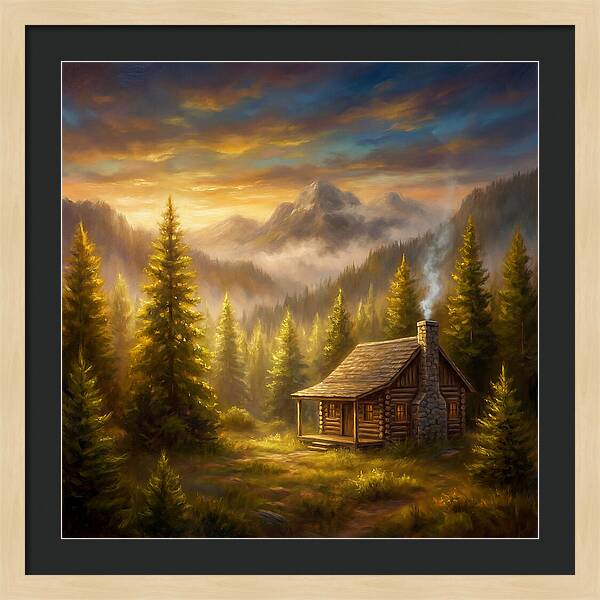 Mountain Cabin At Dusk