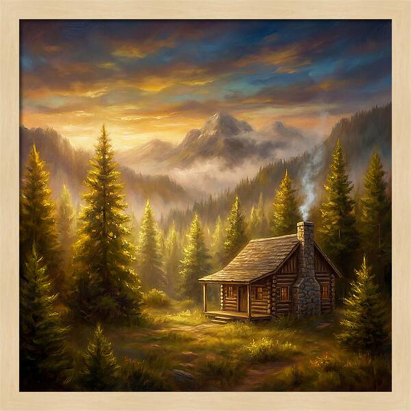Mountain Cabin At Dusk