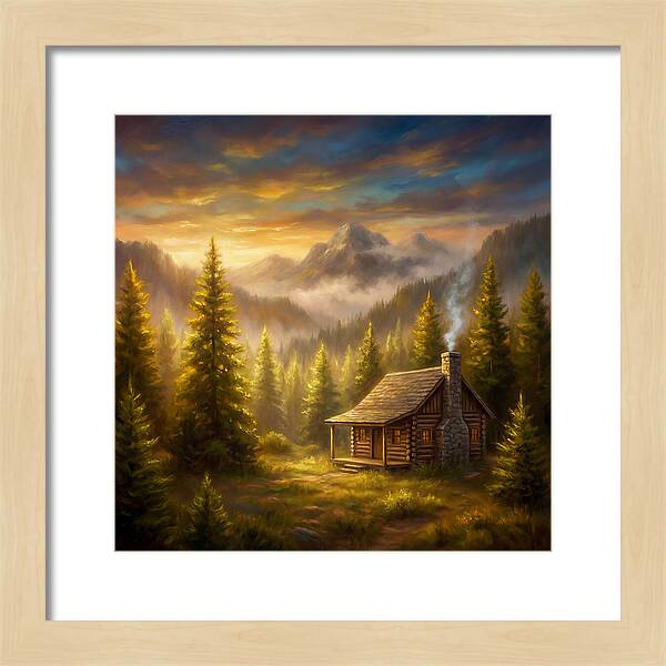 Mountain Cabin At Dusk
