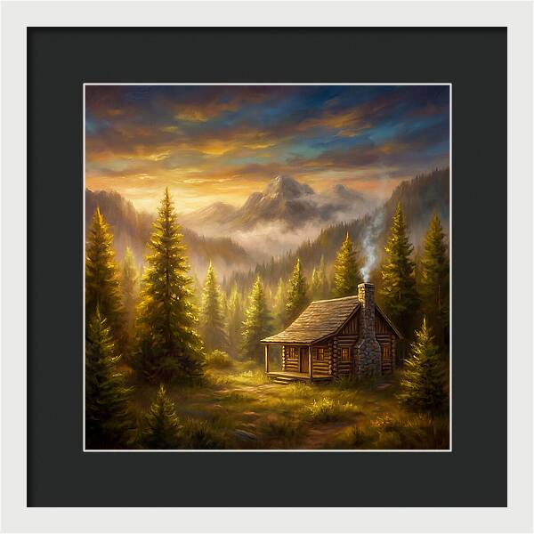 Mountain Cabin At Dusk