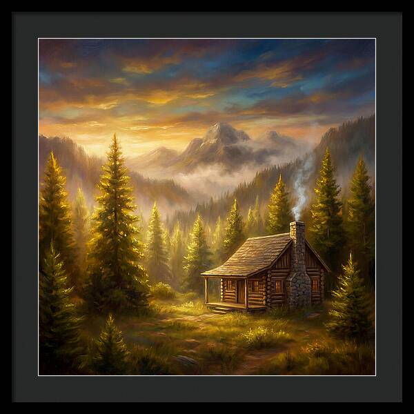Mountain Cabin At Dusk