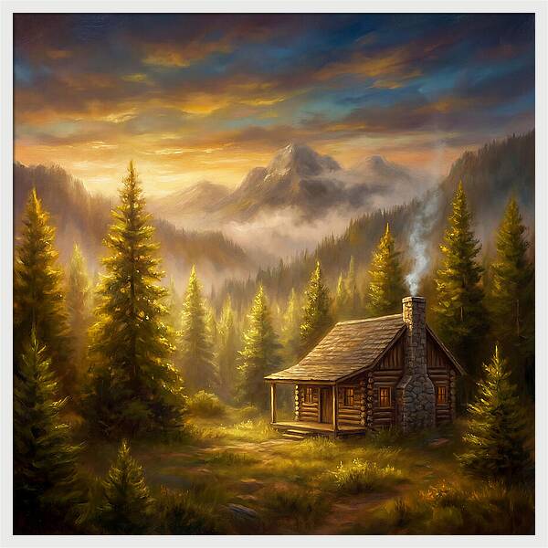 Mountain Cabin At Dusk