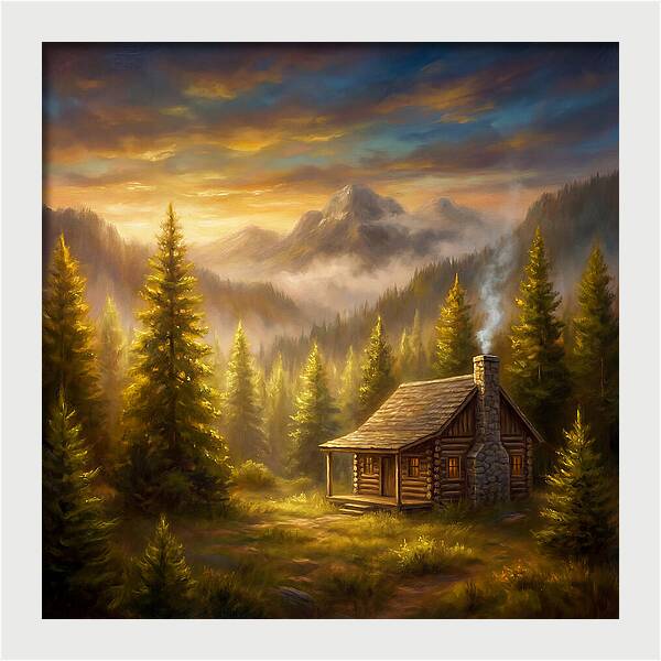 Mountain Cabin At Dusk