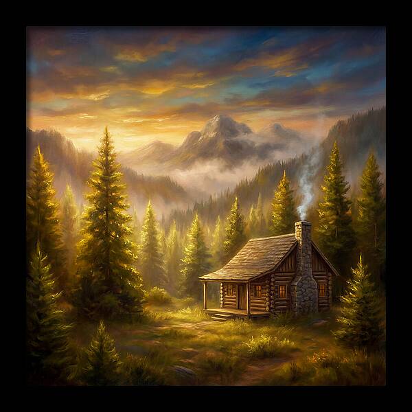 Mountain Cabin At Dusk