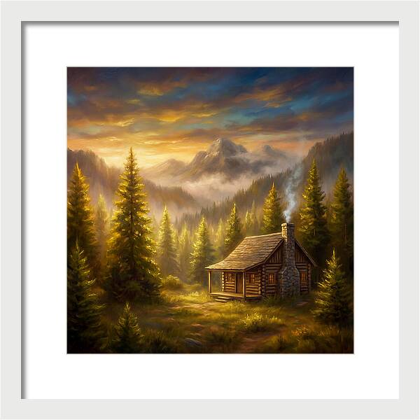 Mountain Cabin At Dusk