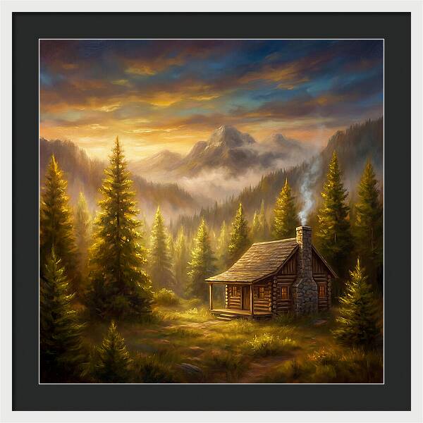 Mountain Cabin At Dusk