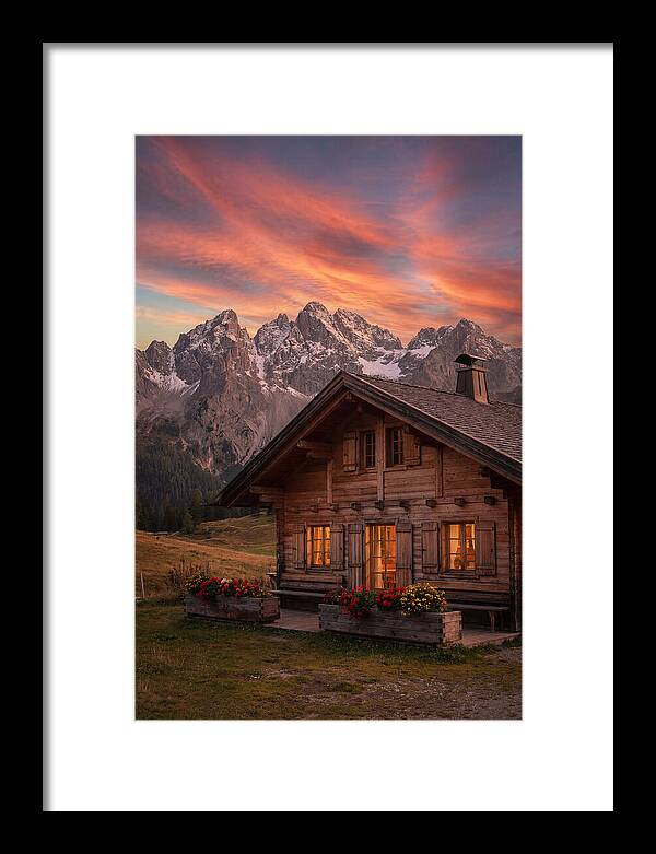 Mountain Chalet At Sunset