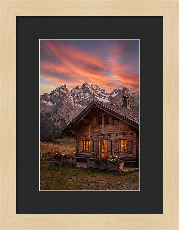 Mountain Chalet At Sunset
