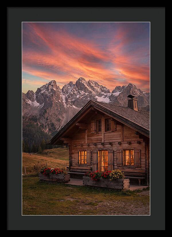 Mountain Chalet At Sunset