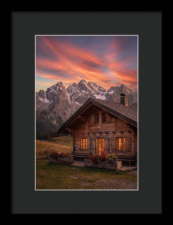 Mountain Chalet At Sunset