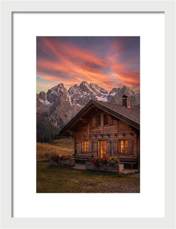 Mountain Chalet At Sunset