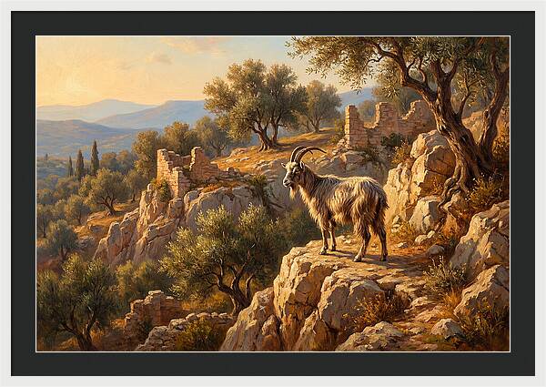 Mountain Goat In Mediterranean Landscape