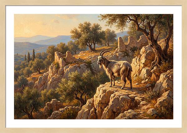 Mountain Goat In Mediterranean Landscape