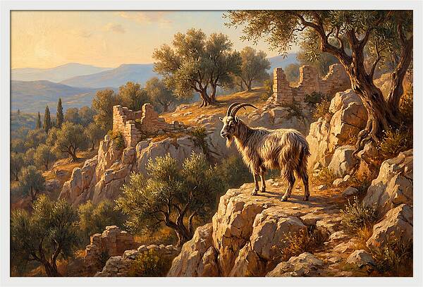 Mountain Goat In Mediterranean Landscape
