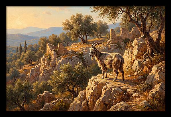 Mountain Goat In Mediterranean Landscape