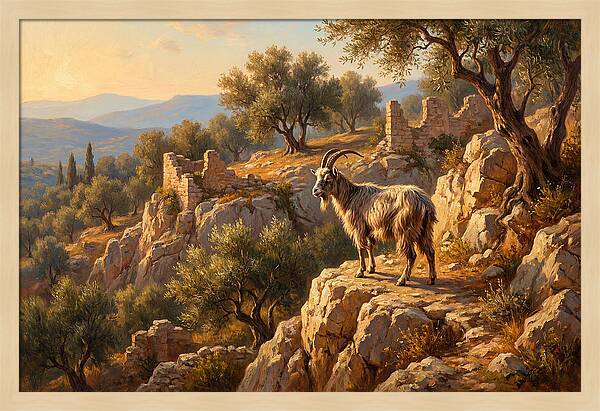 Mountain Goat In Mediterranean Landscape