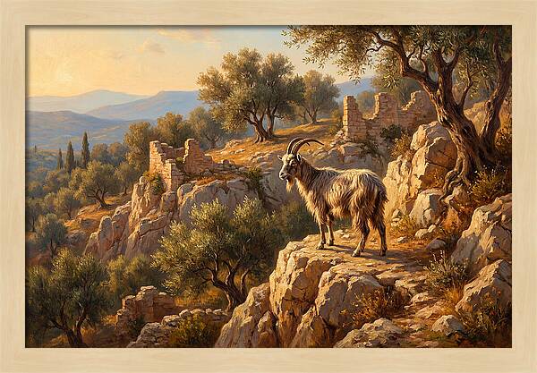 Mountain Goat In Mediterranean Landscape