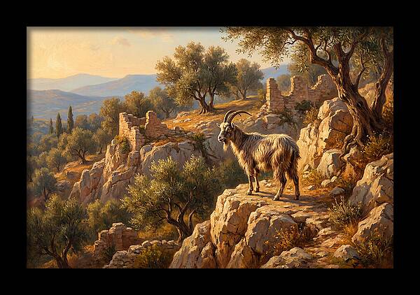 Mountain Goat In Mediterranean Landscape