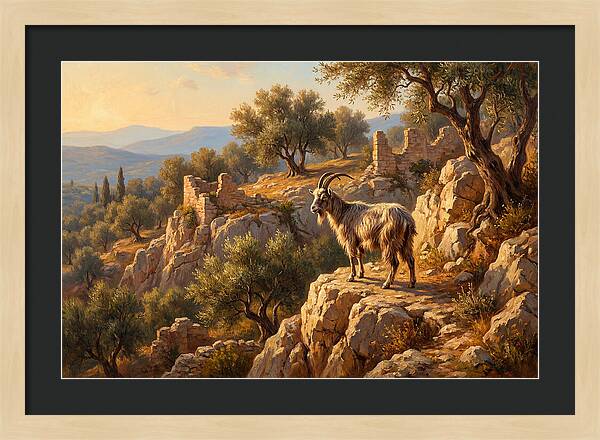 Mountain Goat In Mediterranean Landscape