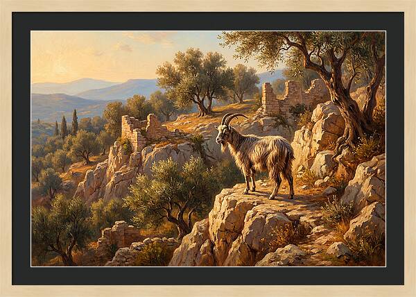 Mountain Goat In Mediterranean Landscape