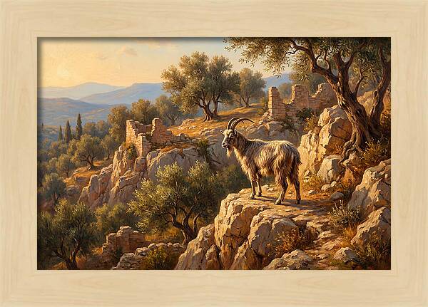 Mountain Goat In Mediterranean Landscape