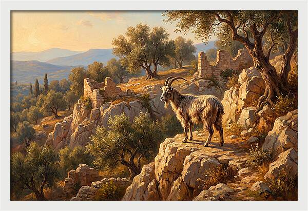 Mountain Goat In Mediterranean Landscape