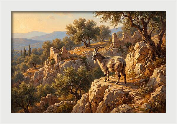 Mountain Goat In Mediterranean Landscape