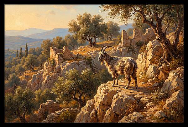 Mountain Goat In Mediterranean Landscape