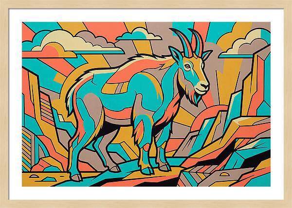 Mountain Goat In Vibrant Colors