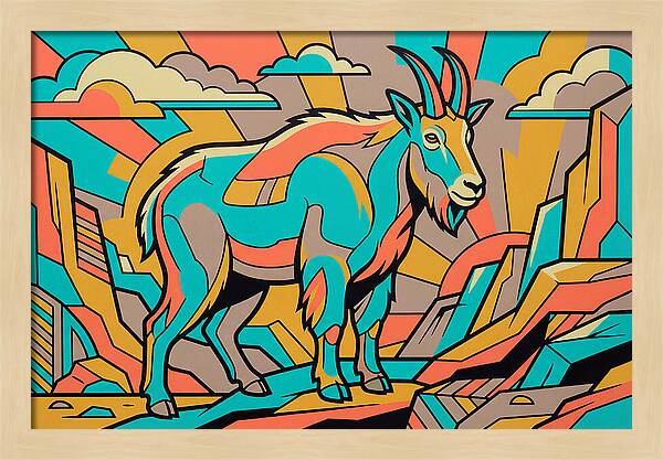 Mountain Goat In Vibrant Colors