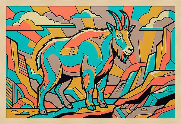 Mountain Goat In Vibrant Colors