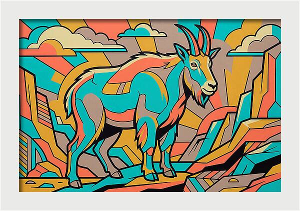 Mountain Goat In Vibrant Colors