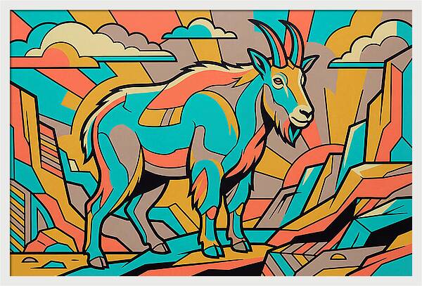 Mountain Goat In Vibrant Colors