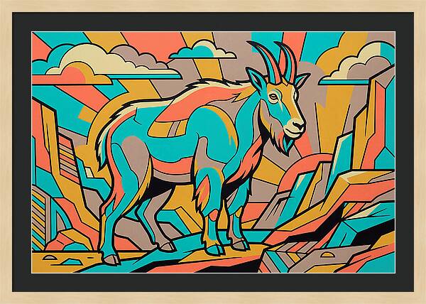 Mountain Goat In Vibrant Colors