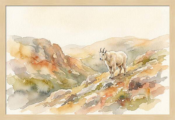 Mountain Goat Kid On Rocky Slope
